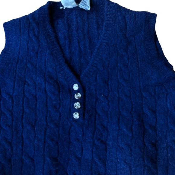 Vtg J.G. Hook Women’s Shetland 100% Wool Blue Vest Size S academia heritage - Picture 4 of 10